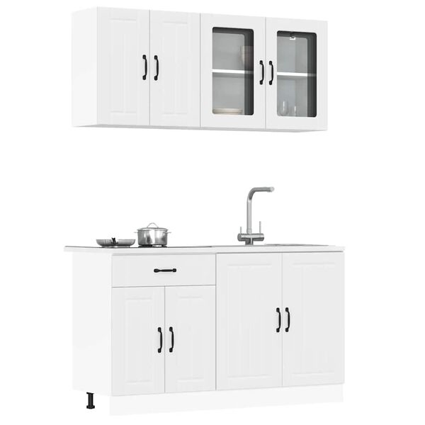 vidaXL 4 pe&ccedil;as arm&aacute;rio de cozinha conjunto Lucca branco