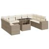 vidaXL 10 pcs conjunto de sof&aacute;s p/ jardim com almofad&otilde;es vime PE bege