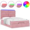vidaXL Estrutura de cama otomana com colch&otilde;es 140x190 cm veludo rosa