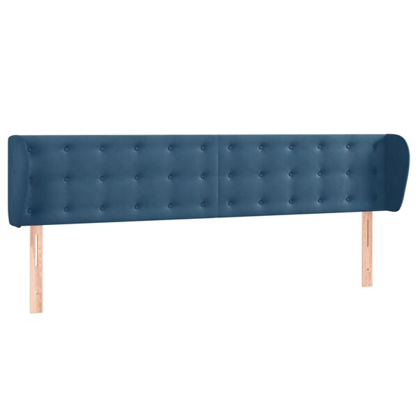 vidaXL Cabeceira de cama c/ abas veludo 203x23x78/88cm azul-escuro