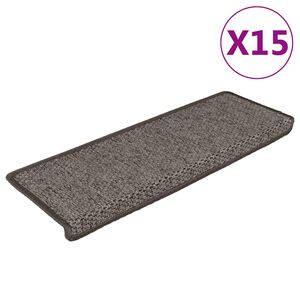 vidaXL Tapetes escada adesivos aspeto sisal 15pcs 65x21x4 cinza e bege