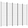 vidaXL Biombo com 5 pain&eacute;is 250x200 cm tecido branco