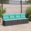 vidaXL 2 pcs conjunto sofás jardim c/ almofadões vime PE/acácia preto