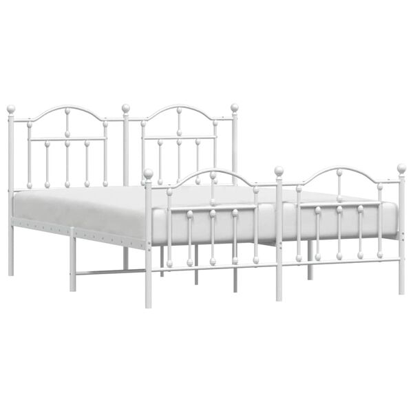 vidaXL Estrutura de cama com cabeceira e p&eacute;s 140x200 cm metal branco