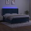 vidaXL Cama box spring c/ colch&atilde;o/LED 180x200 cm veludo azul-escuro