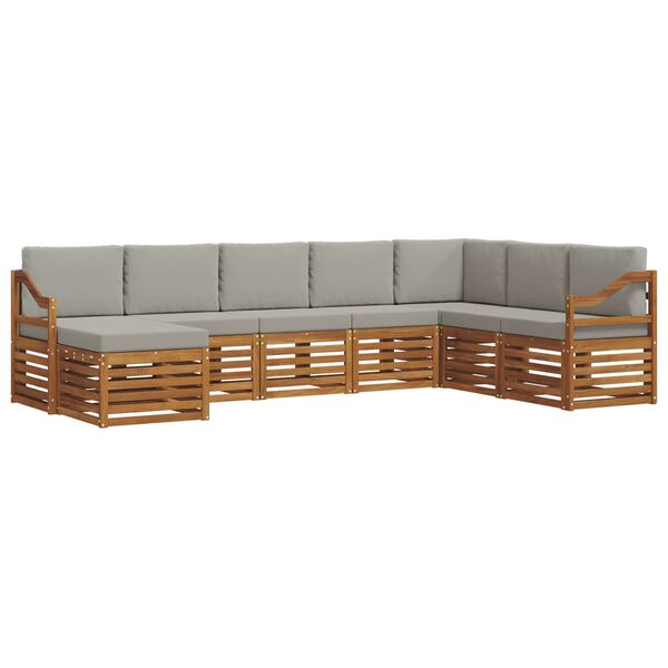 vidaXL Conjunto de Sof&aacute; Sectional 8 pcs Cinza Natural e Claro