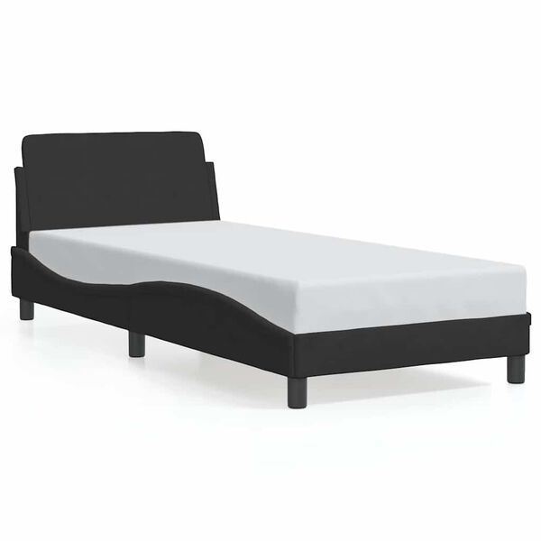 vidaXL Estrutura de cama com cabeceira Dover veludo 90x190 cm preto