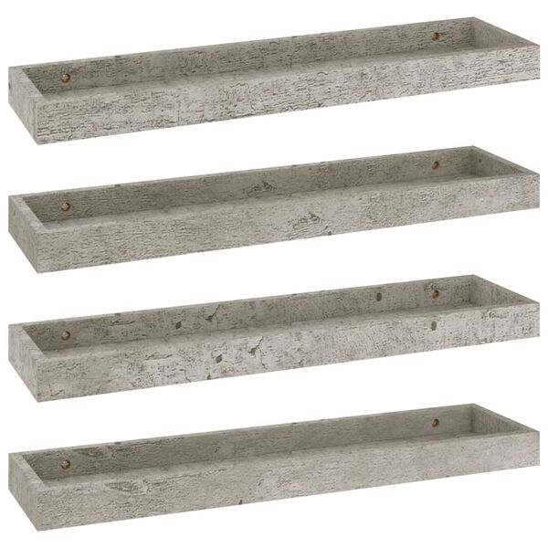 vidaXL Prateleiras parede Loggia 4 pcs 60x15x4 cm MDF cinzento cimento