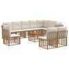 vidaXL Conjunto de Sof&aacute;s para Exterior 11 unid. Natural e Branco Creme
