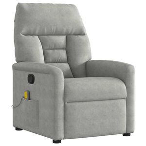 vidaXL Poltrona de massagens reclin&aacute;vel tecido microfibra cinza-claro