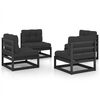 vidaXL 4 pcs conjunto lounge de jardim com almofad&otilde;es pinho maci&ccedil;o