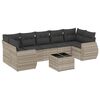 vidaXL 8 pcs conj. sof&aacute;s jardim c/ almofad&otilde;es vime PE cinzento-claro