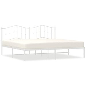 vidaXL Estrutura de cama com cabeceira 193x203 cm metal branco