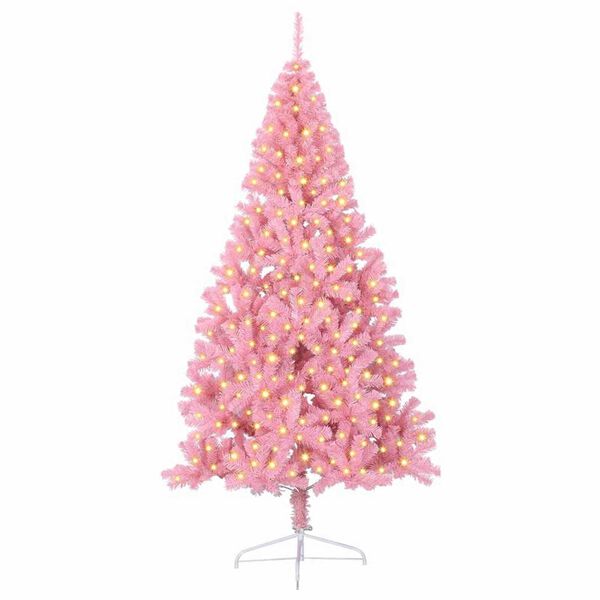 vidaXL &Aacute;rvore de Natal Artificial Pr&eacute;-iluminada Rosa 240 cm PVC