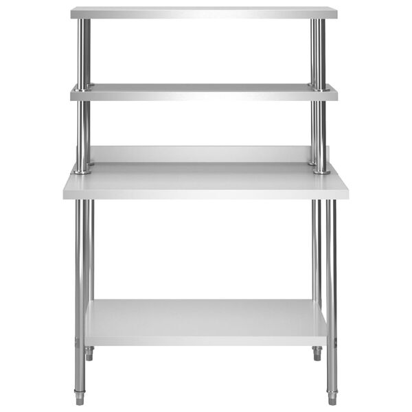 vidaXL Mesa trabalho cozinha c/ prateleira 120x60x150cm aço inoxidável