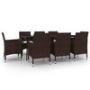 vidaXL 9 pcs conjunto jantar jardim c/ almofad&otilde;es vime PE e vidro