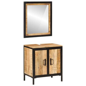 vidaXL 2 pcs conj. m&oacute;veis p/ casa de banho ferro e mangueira maci&ccedil;a