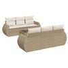 vidaXL 7 pcs conjunto de sof&aacute;s p/ jardim com almofad&otilde;es vime PE bege