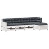 vidaXL 5 pcs conj. lounge de jardim c/ almofad&otilde;es pinho maci&ccedil;o branco
