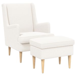 vidaXL Poltrona com Puff 2 unid. Creme Boucl&eacute;