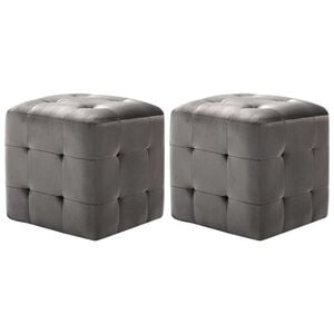 vidaXL Mesas de cabeceira 2 pcs 30x30x30 cm veludo cinzento