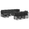 vidaXL Conjunto de Sof&aacute;s para Exterior 10 pcs Preto e Cinza Escuro