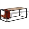 vidaXL Mesa de centro c/ suporte de revistas pele genu&iacute;na 110x50x45 cm