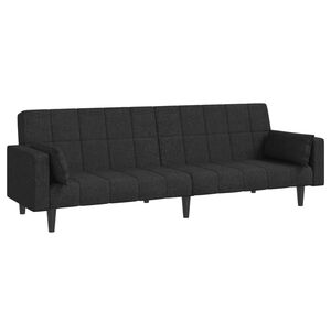 vidaXL Sof&aacute;-cama 2 lugares com duas almofadas tecido preto