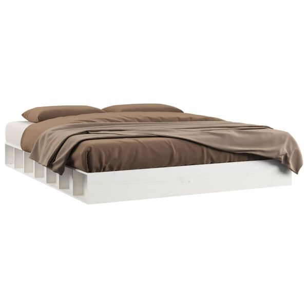 vidaXL Estrutura de cama 200x200 cm pinho maciço branco