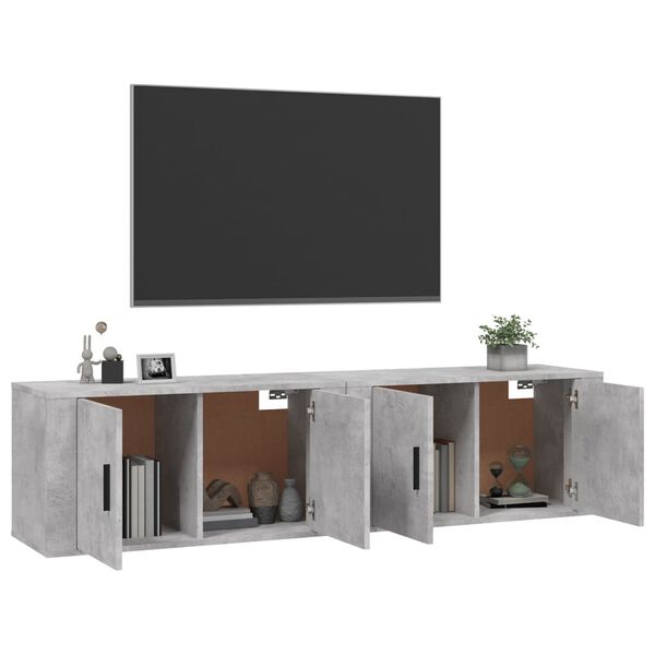 vidaXL M&oacute;veis de TV de parede 2 pcs 80x34,5x40 cm cinzento cimento