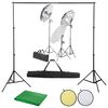 vidaXL Kit est&uacute;dio fotogr&aacute;f. c/ conj. de ilumina&ccedil;&atilde;o + fundo e refletor
