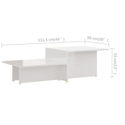 vidaXL Mesa centro 111,5x50x33 cm madeira processada branco brilhante