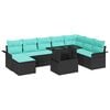 vidaXL Conjunto de Sof&aacute; de Jardim 9 pcs Preto Rattan Sint&eacute;tico