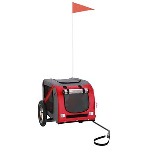 vidaXL Reboque bicicleta animais tecido oxford/ferro vermelho/cinzento