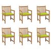 vidaXL Cadeiras de jardim almofad&otilde;es verde brilhante 6 pcs teca maci&ccedil;a
