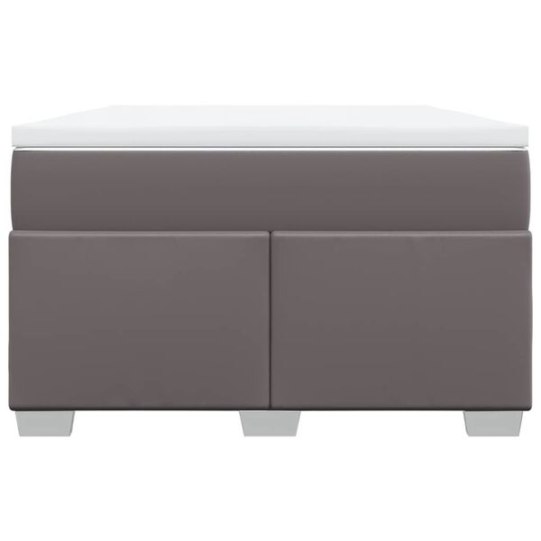 vidaXL Cama boxspring com colch&atilde;o 120x190 cm couro artificial cinzento