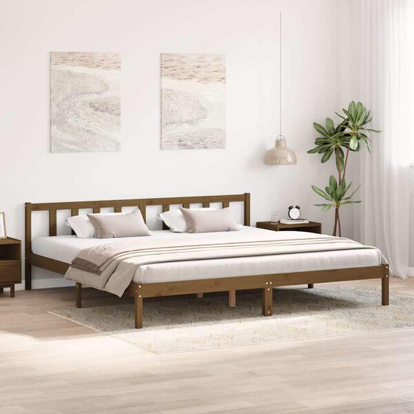 vidaXL Estrutura de cama 200x200 cm pinho maciço castanho mel
