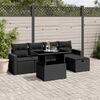 vidaXL 6 pcs conjunto sof&aacute;s de jardim c/ almofad&otilde;es vime PE preto