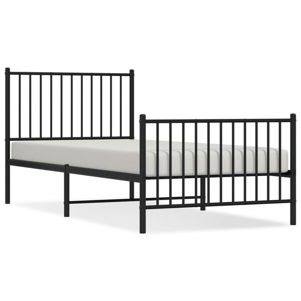 vidaXL Estrutura de cama com cabeceira e p&eacute;s 90x200 cm metal preto