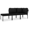 vidaXL 3 pcs conjunto lounge de jardim c/ almofad&otilde;es PVC preto