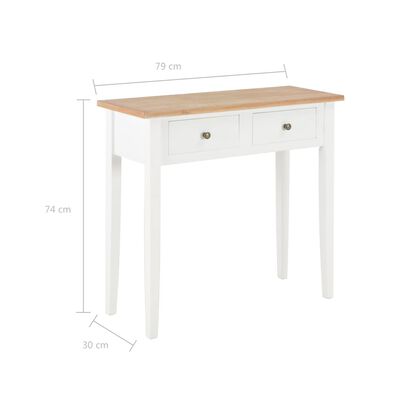 vidaXL Toucador/mesa consola 79x30x74 cm madeira branco