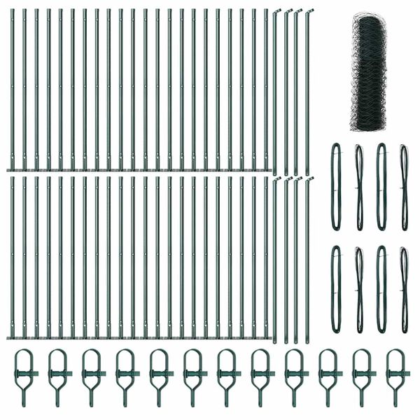 vidaXL Poste de Cerca Verde 100 x 0,5 m (malha de 50 mm) A&ccedil;o e PVC