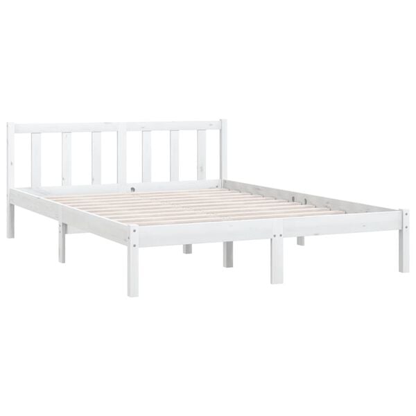 vidaXL Estrutura de cama 120x200 cm pinho maci&ccedil;o branco