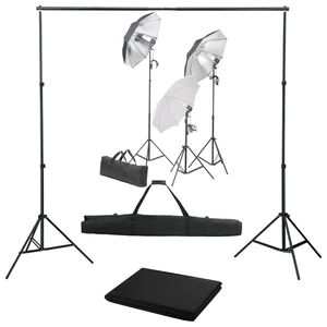 vidaXL Kit de est&uacute;dio fotogr&aacute;fico com conjunto de ilumina&ccedil;&atilde;o e fundo