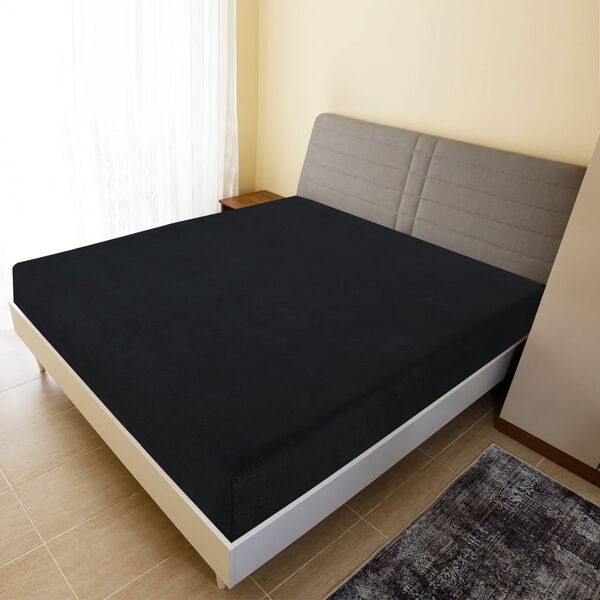 vidaXL Len&ccedil;ol ajust&aacute;vel 100x200 cm algod&atilde;o jersey preto