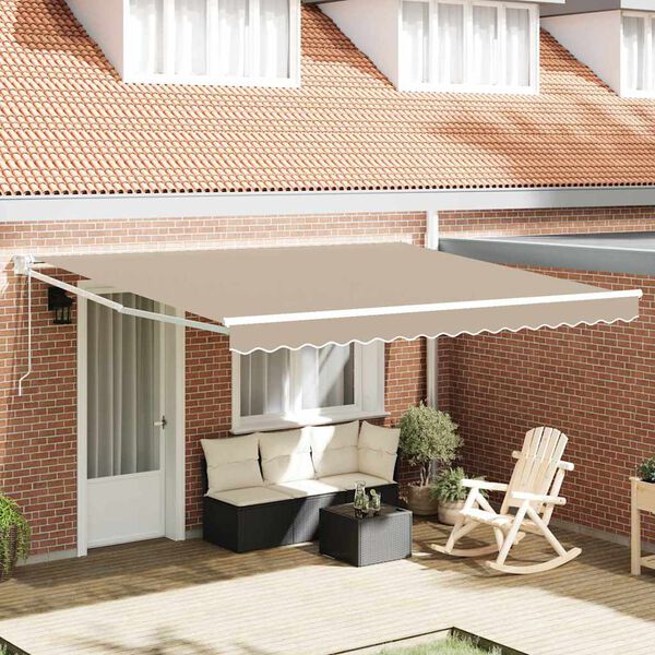 vidaXL Toldo Retr&aacute;til Bege 400 &times; 300 cm Poli&eacute;ster e Alum&iacute;nio