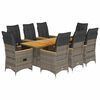 vidaXL 9 pcs conjunto de jantar p/ jardim c/ almofad&otilde;es vime PE cinza
