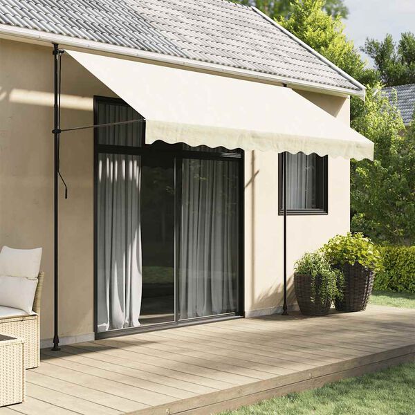vidaXL Toldo retr&aacute;til 300x150 cm tecido e a&ccedil;o cor creme