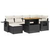 vidaXL 7 pcs conjunto de sof&aacute;s p/ jardim c/ almofad&otilde;es vime PE preto