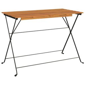 vidaXL Mesa de bistr&ocirc; dobr&aacute;vel 100x54x71 cm ac&aacute;cia maci&ccedil;a e a&ccedil;o